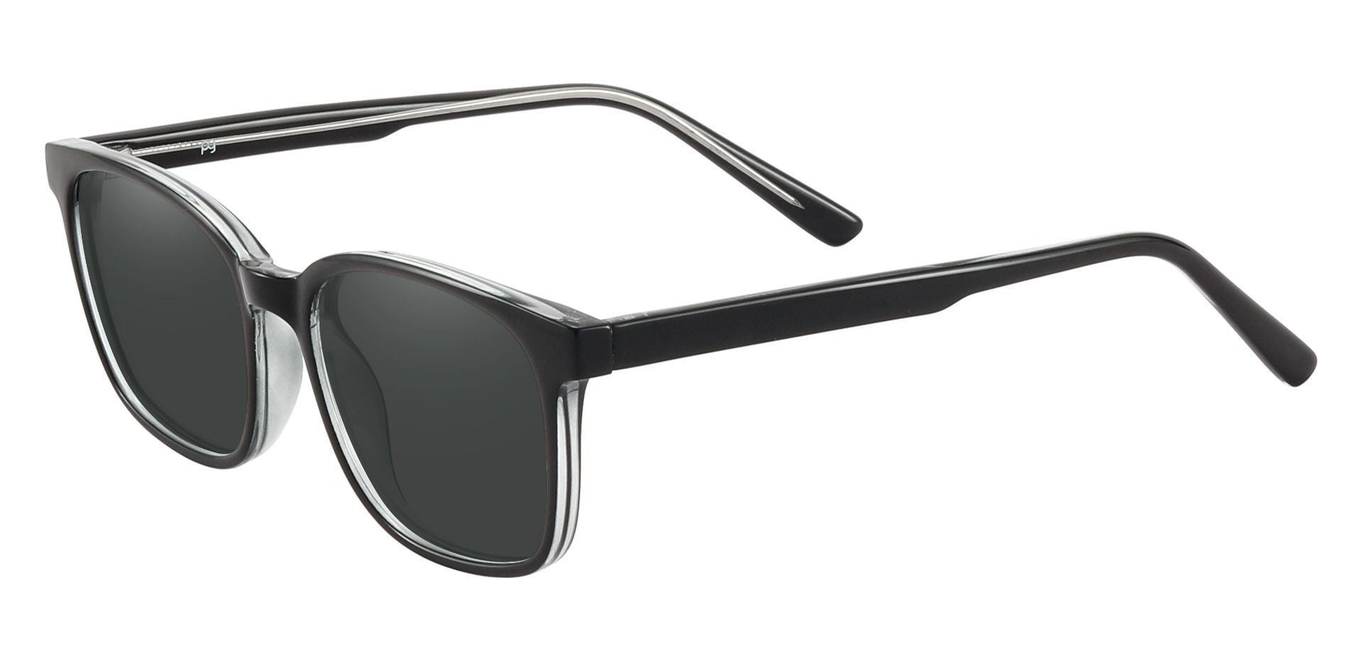 Windsor Rectangle Lined Bifocal Sunglasses - Black Frame With Gray Lenses