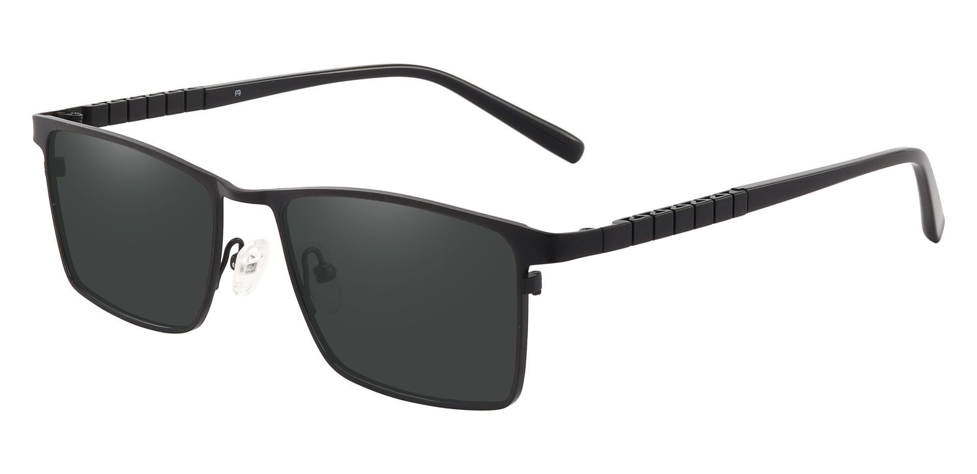 Cheshire Rectangle Lined Bifocal Sunglasses - Black Frame With Gray Lenses