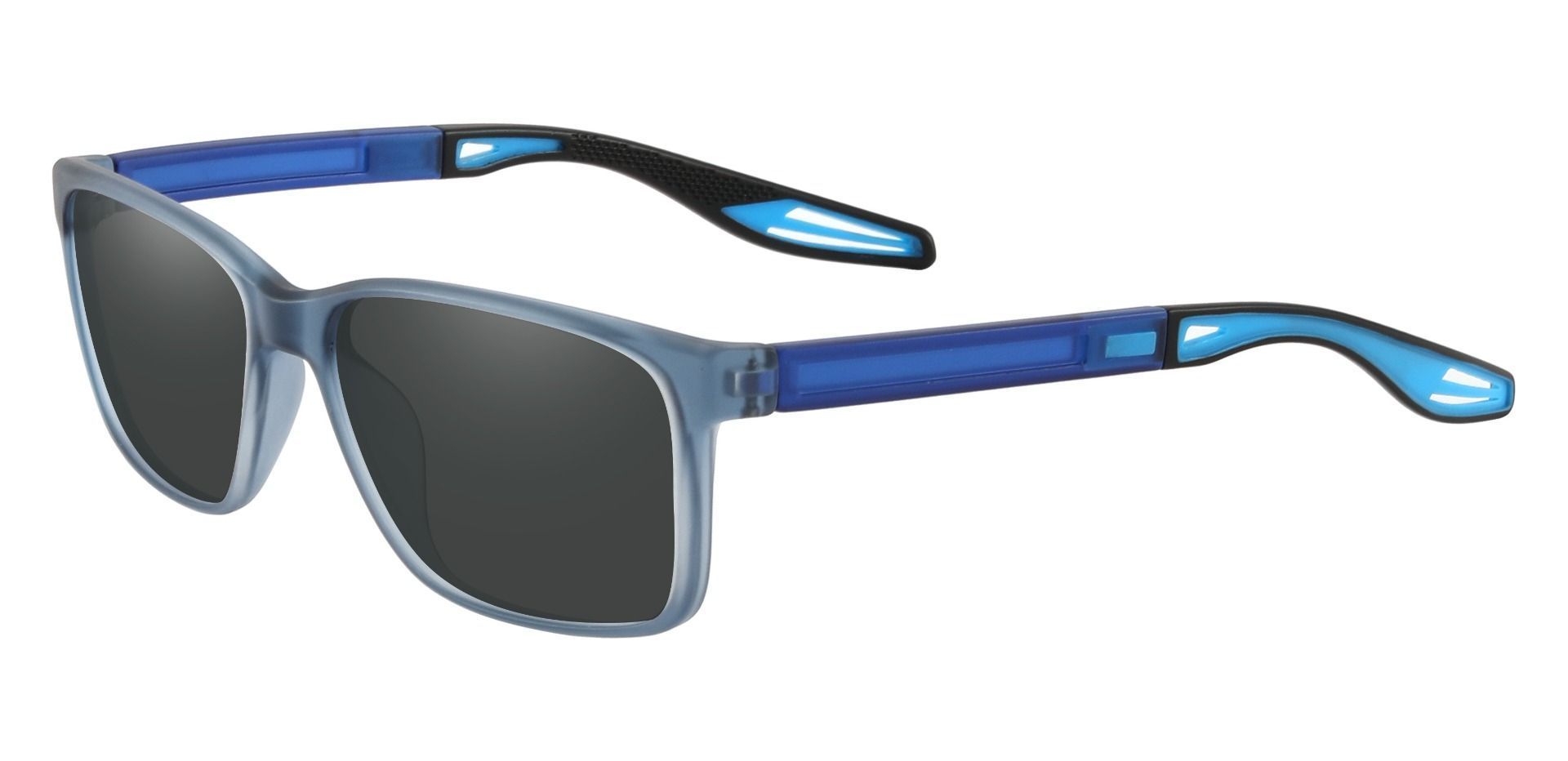 Nathan Rectangle Prescription Sunglasses - Blue Frame With Gray Lenses
