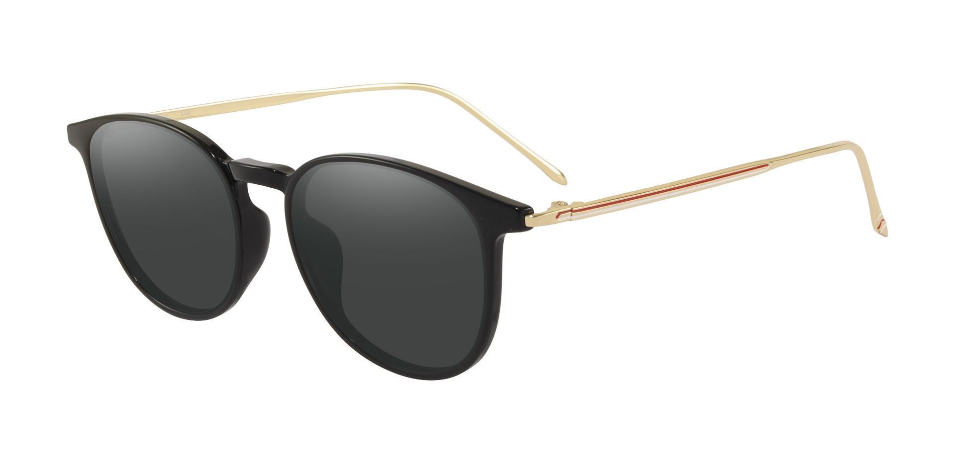 Elliott Round Progressive Sunglasses - Black Frame With Gray Lenses