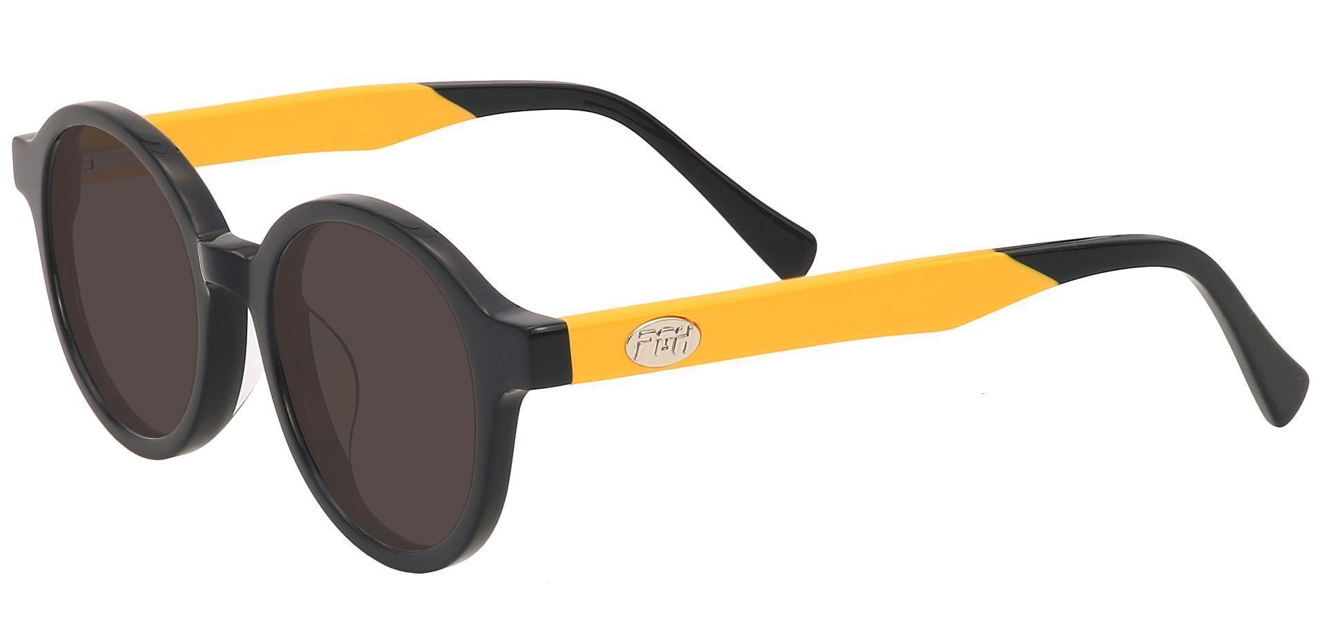 Champ Round Single Vision Sunglasses - Black Frame With Gray Lenses