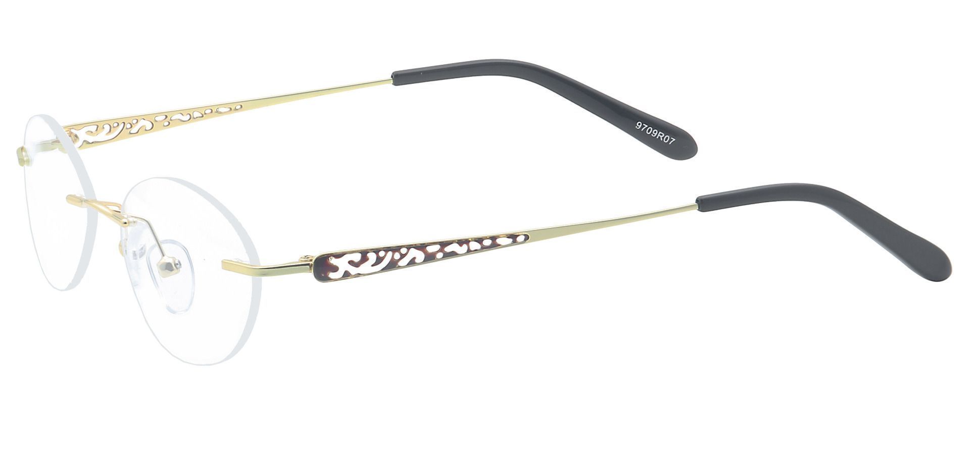 Christina Rimless Blue Light Blocking Glasses - The Frame Is Yellow And Red