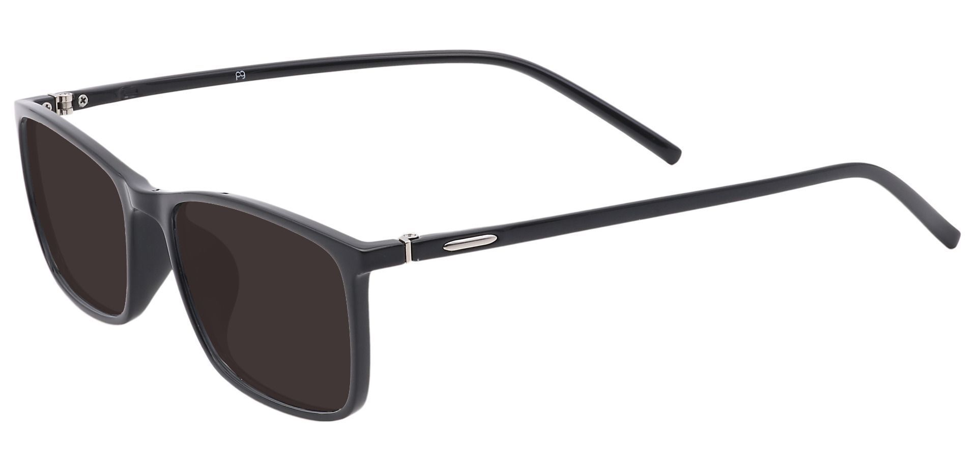 Fuji Rectangle Prescription Sunglasses - Black Frame With Gray Lenses