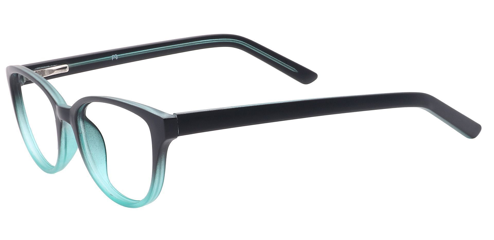 Lulu Oval Eyeglasses Frame - Black/teal Fade
