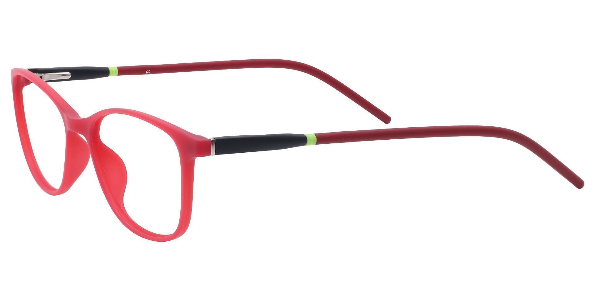 Hazel Square Non-Rx Glasses - Cherry Red/blk & Red Temple