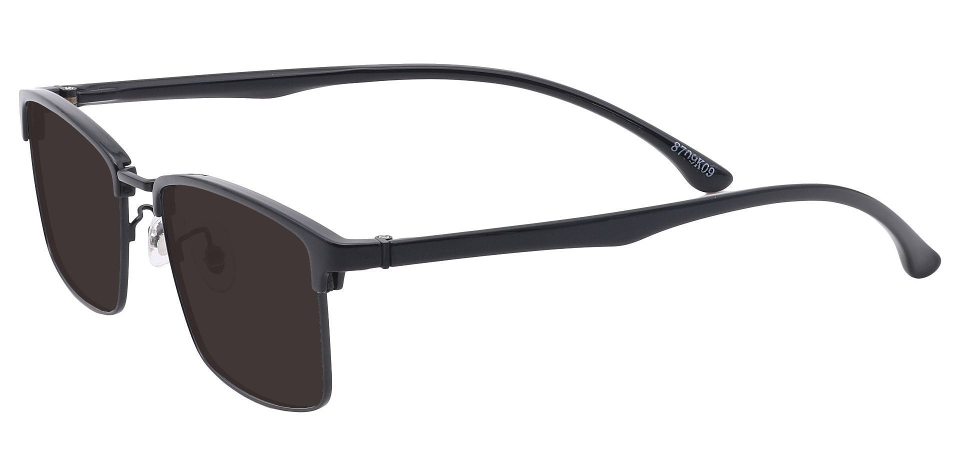 Young Browline Non-Rx Sunglasses - Black Frame With Gray Lenses
