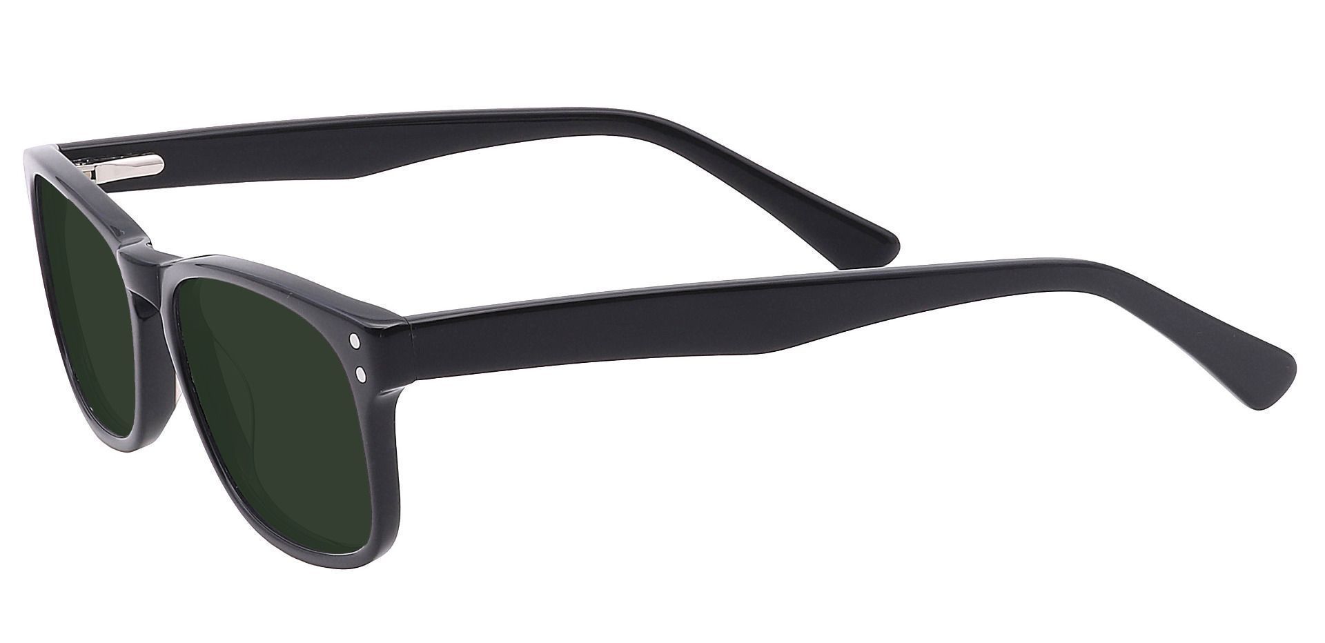 Morris Rectangle Progressive Sunglasses - Black Frame With Green Lenses