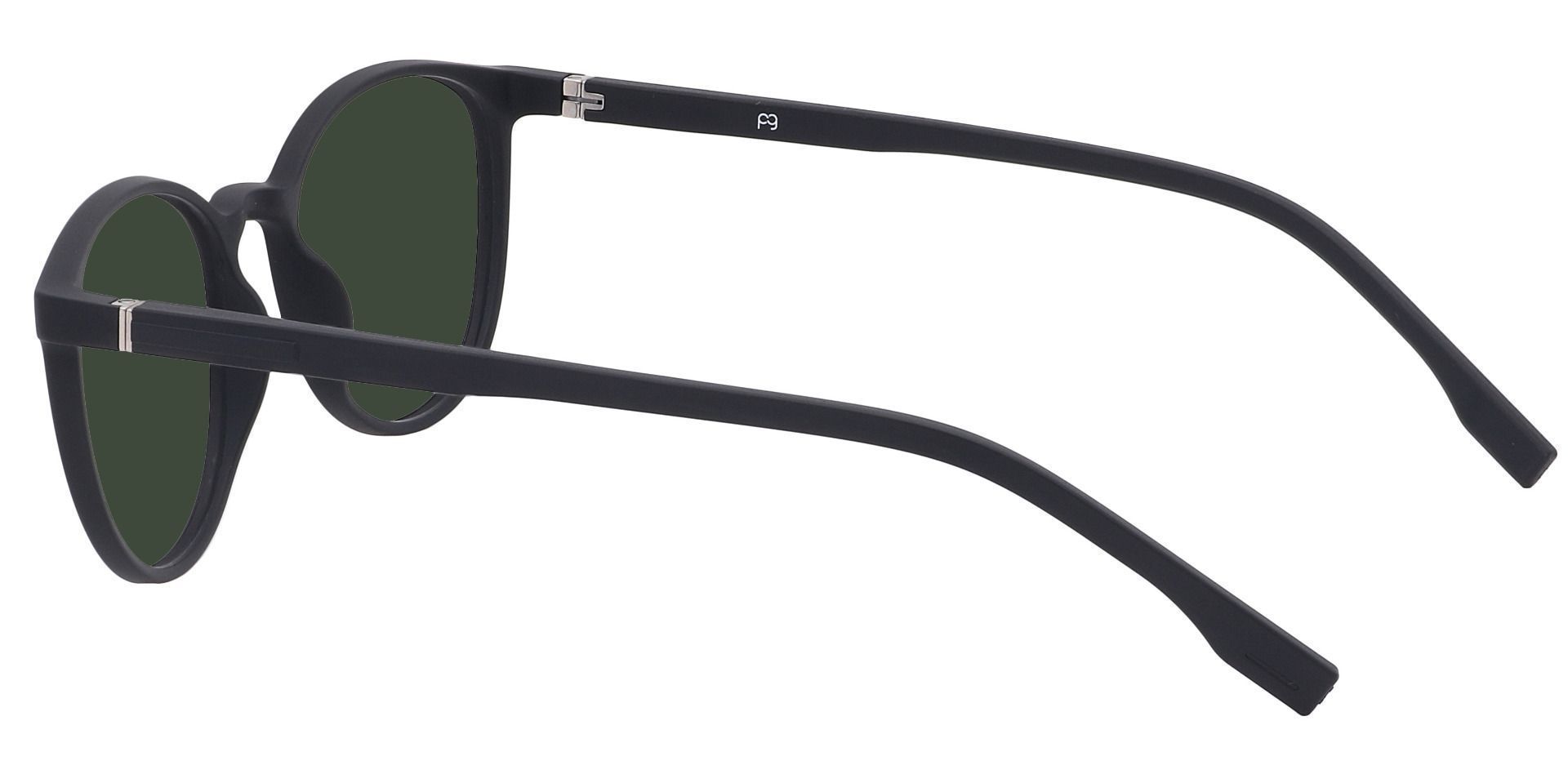 Bay Round Progressive Sunglasses - Black Frame With Green Lenses