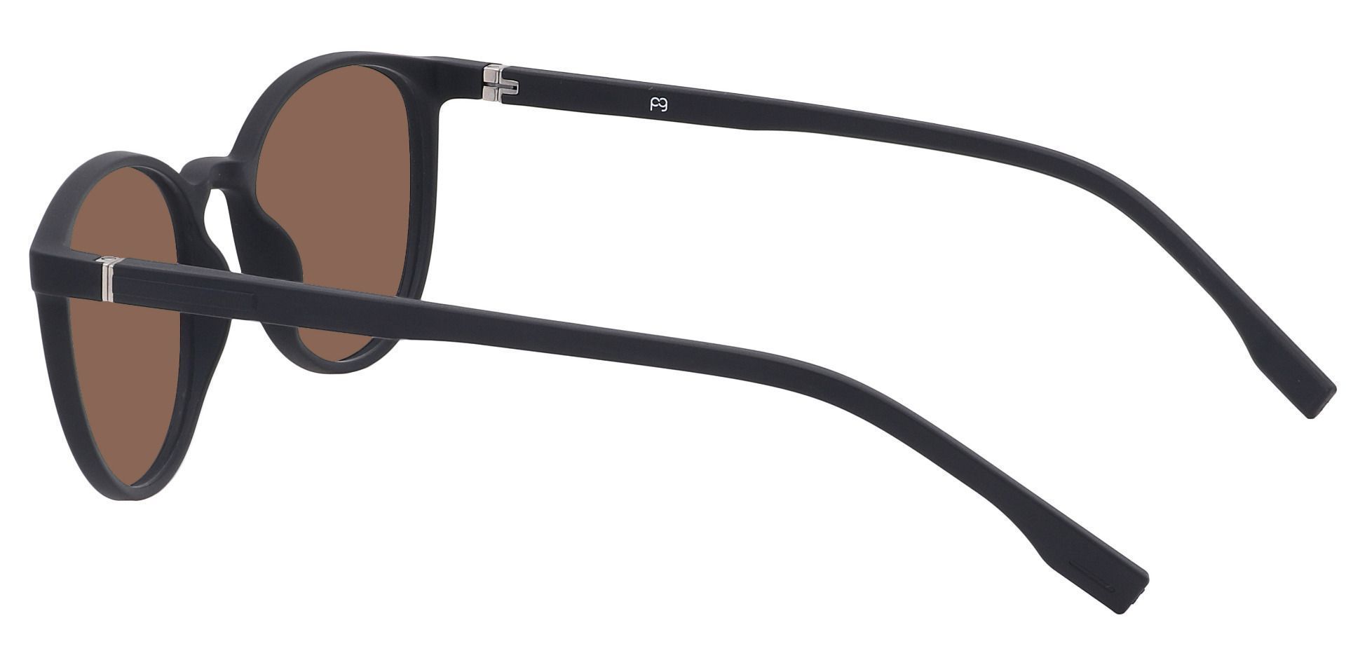Bay Round Non-Rx Sunglasses - Black Frame With Brown Lenses