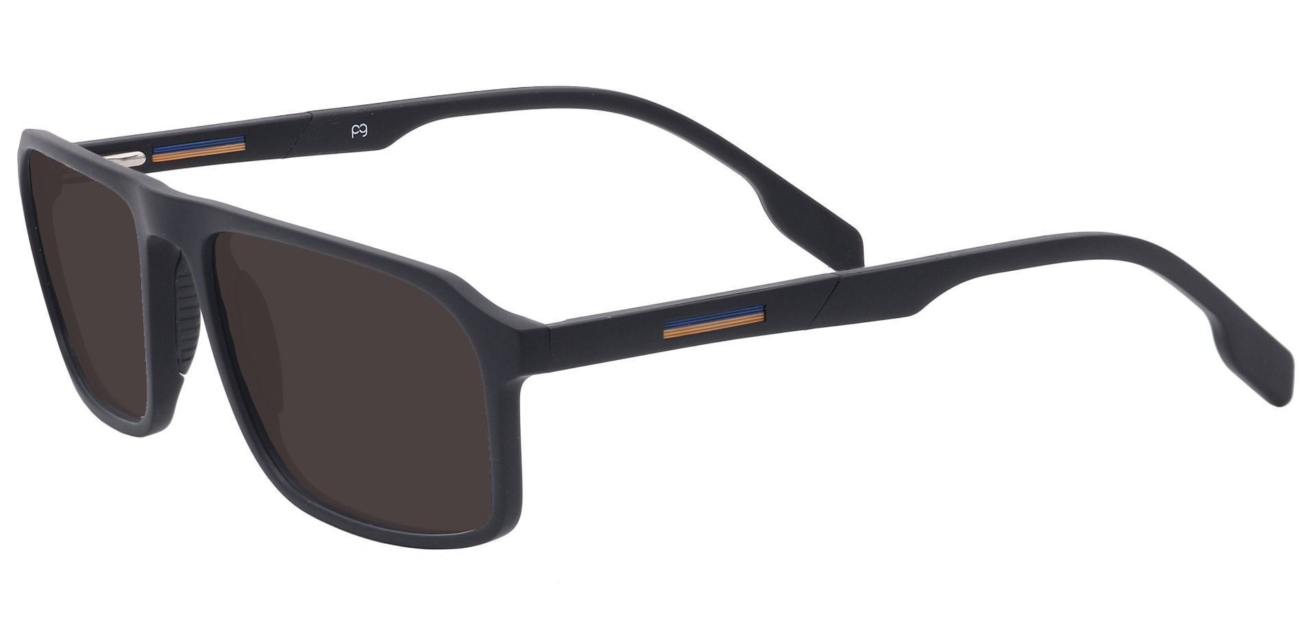Hector Rectangle Progressive Sunglasses - Black Frame With Gray Lenses