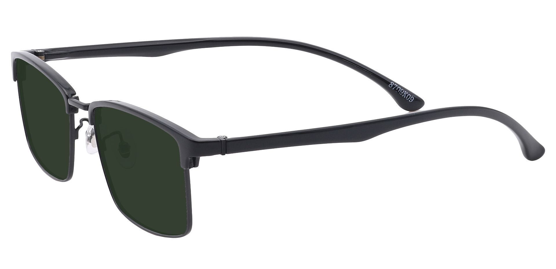 Young Browline Reading Sunglasses - Black Frame With Green Lenses