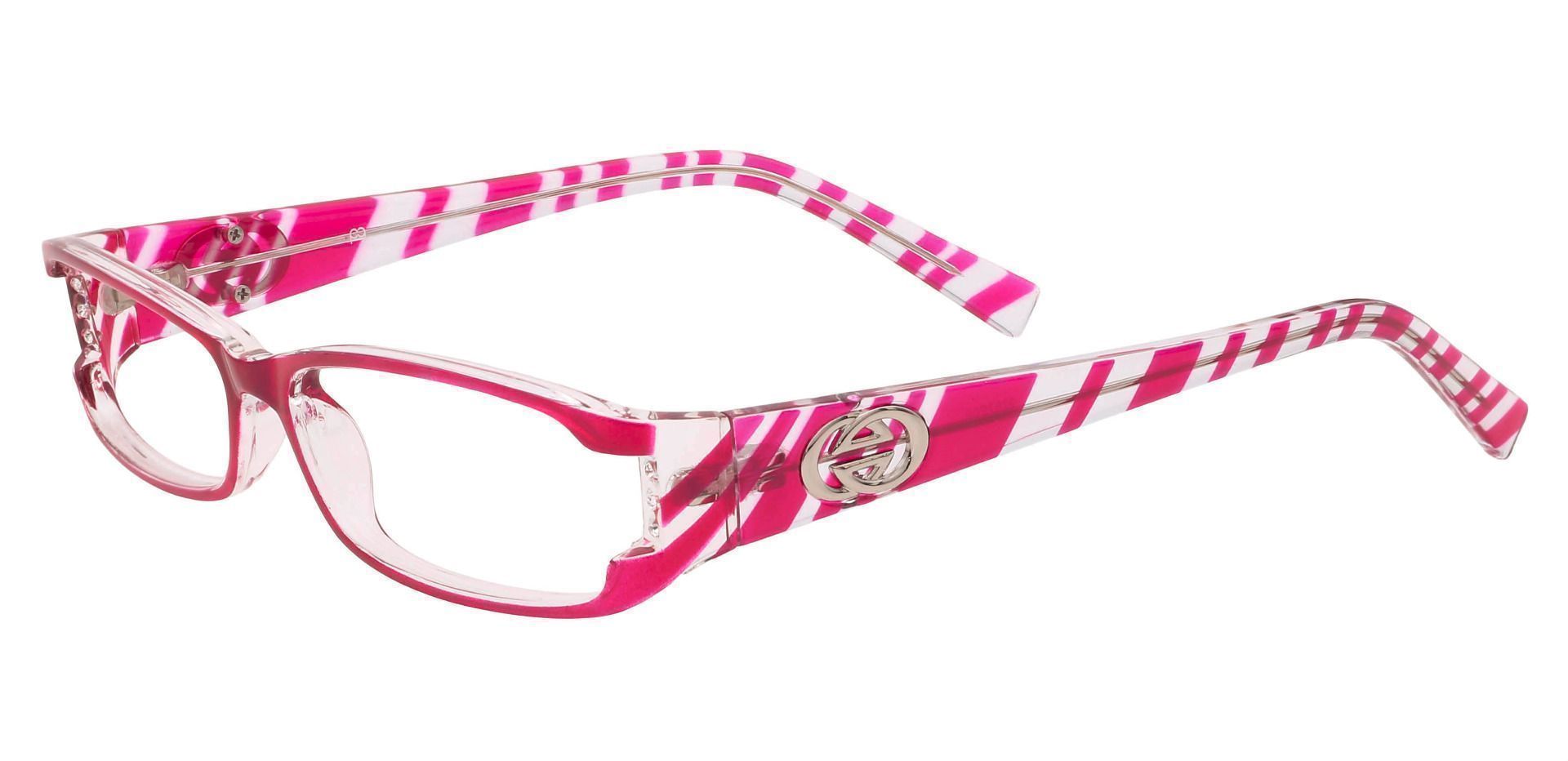 Kiki Rectangle Reading Glasses - Hot Pink Crystal