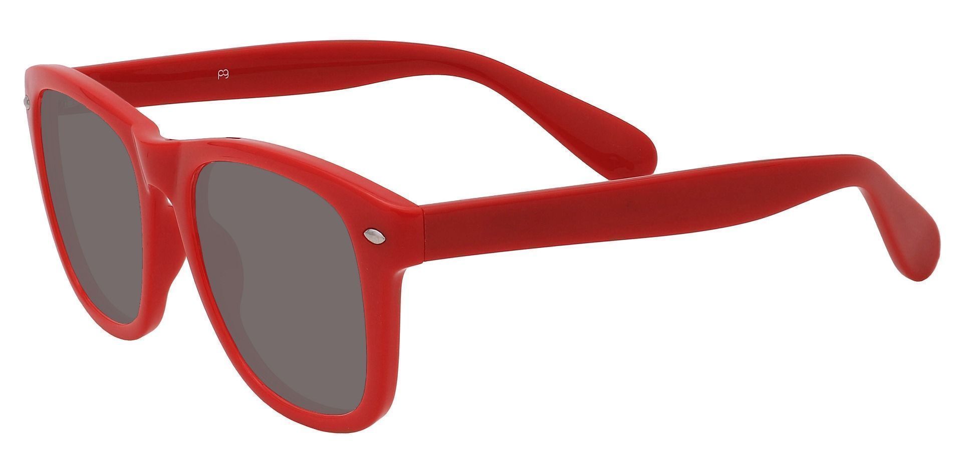 Yolanda Square Non-Rx Sunglasses - Red Frame With Gray Lenses