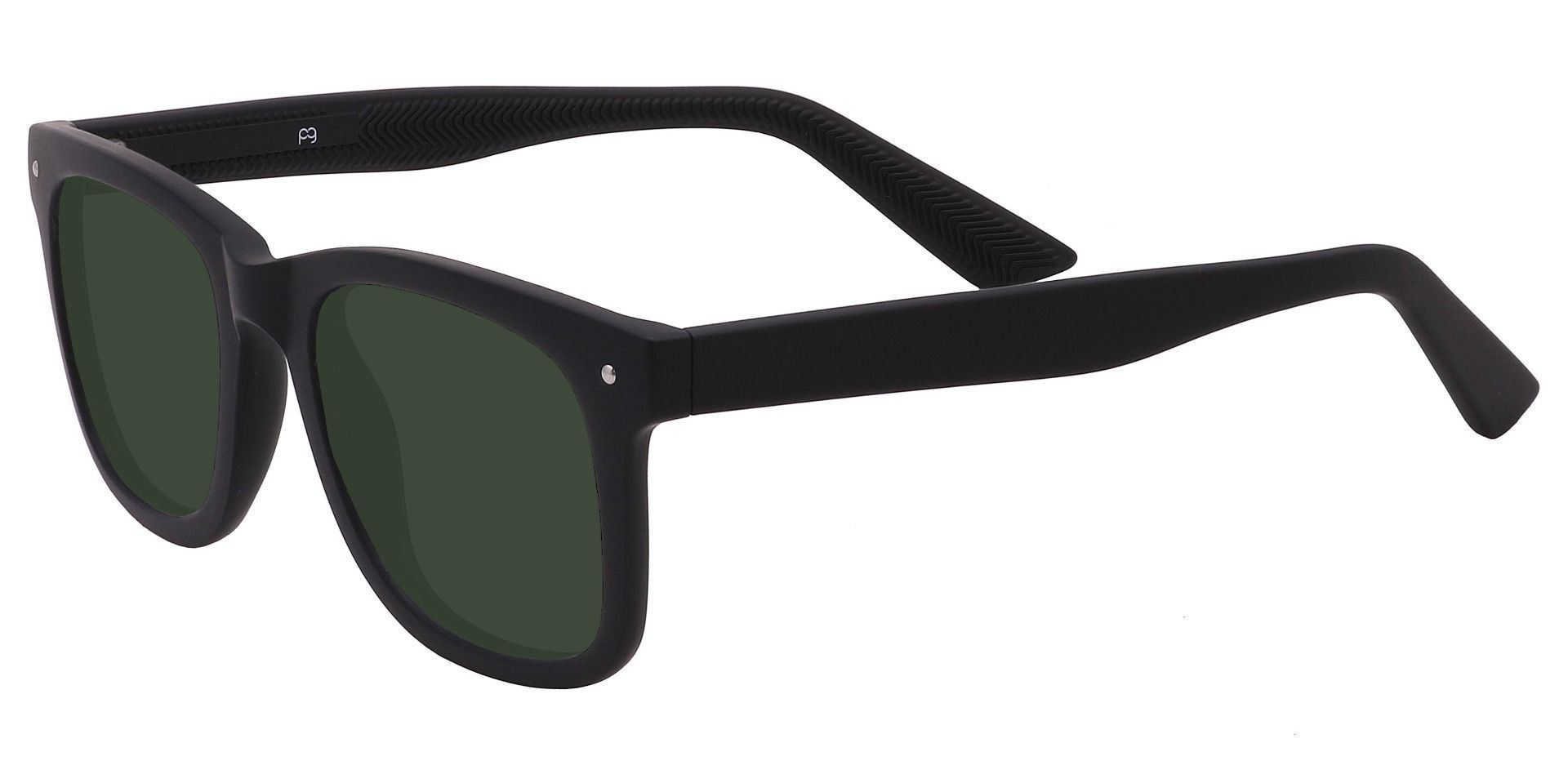 McKinley Square Progressive Sunglasses - Black Frame With Green Lenses