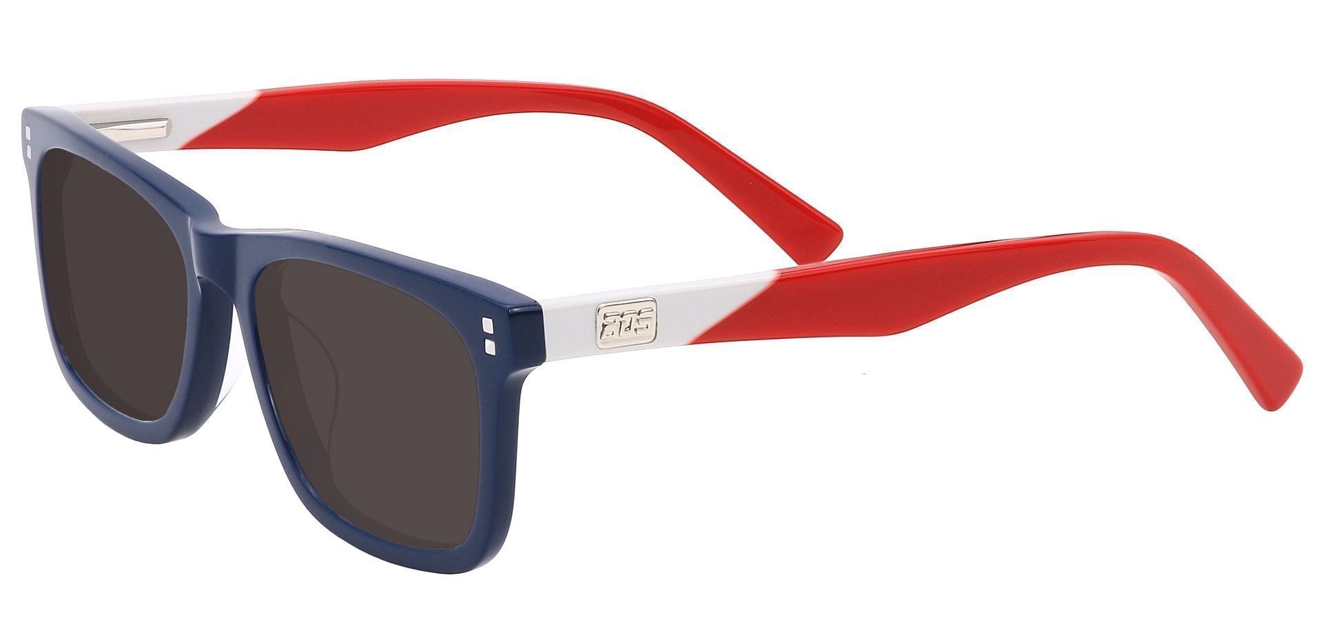 Newbury Rectangle Reading Sunglasses - Blue Frame With Gray Lenses
