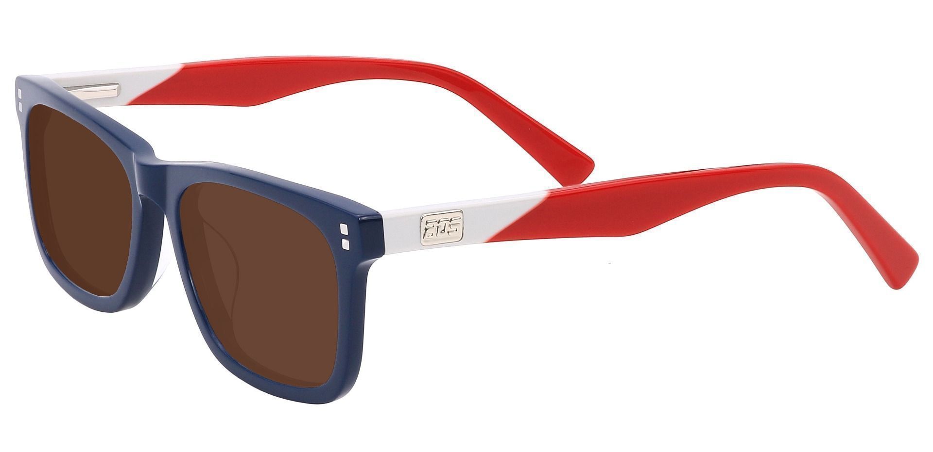 Newbury Rectangle Prescription Sunglasses - Blue Frame With Brown Lenses