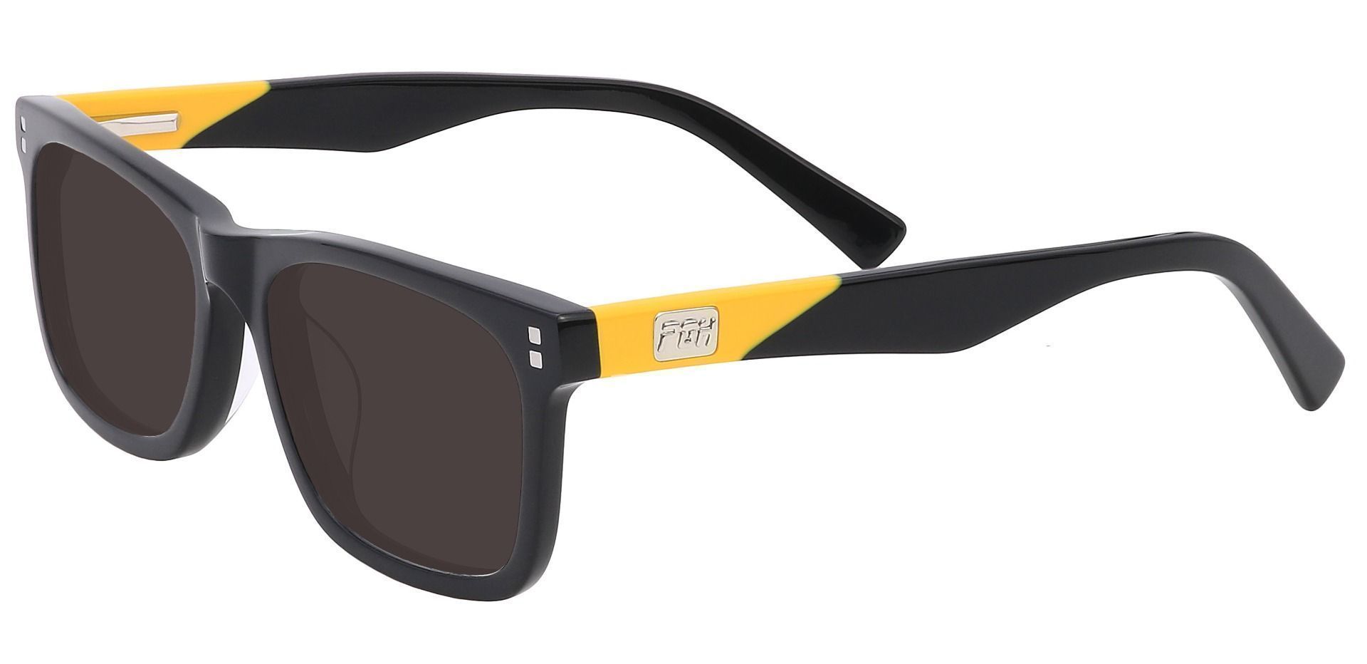 Liberty Rectangle Prescription Sunglasses - Black Frame With Gray Lenses