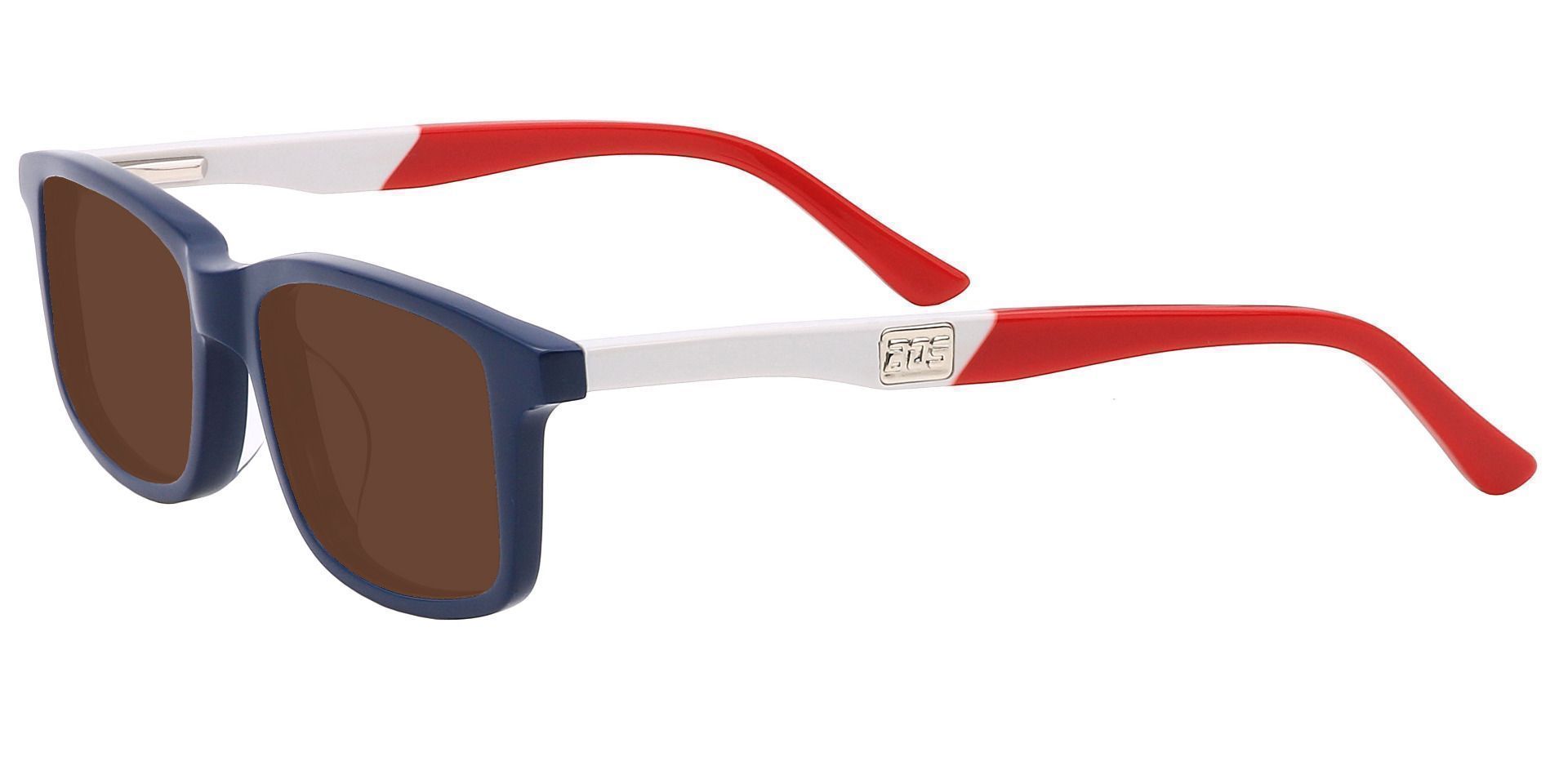Hub Rectangle Non-Rx Sunglasses - Blue Frame With Brown Lenses