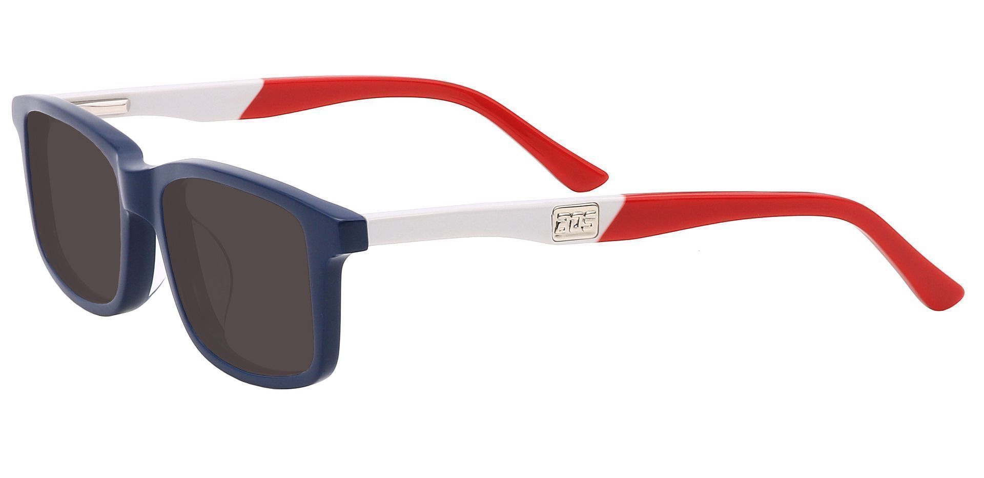 Hub Rectangle Single Vision Sunglasses - Blue Frame With Gray Lenses