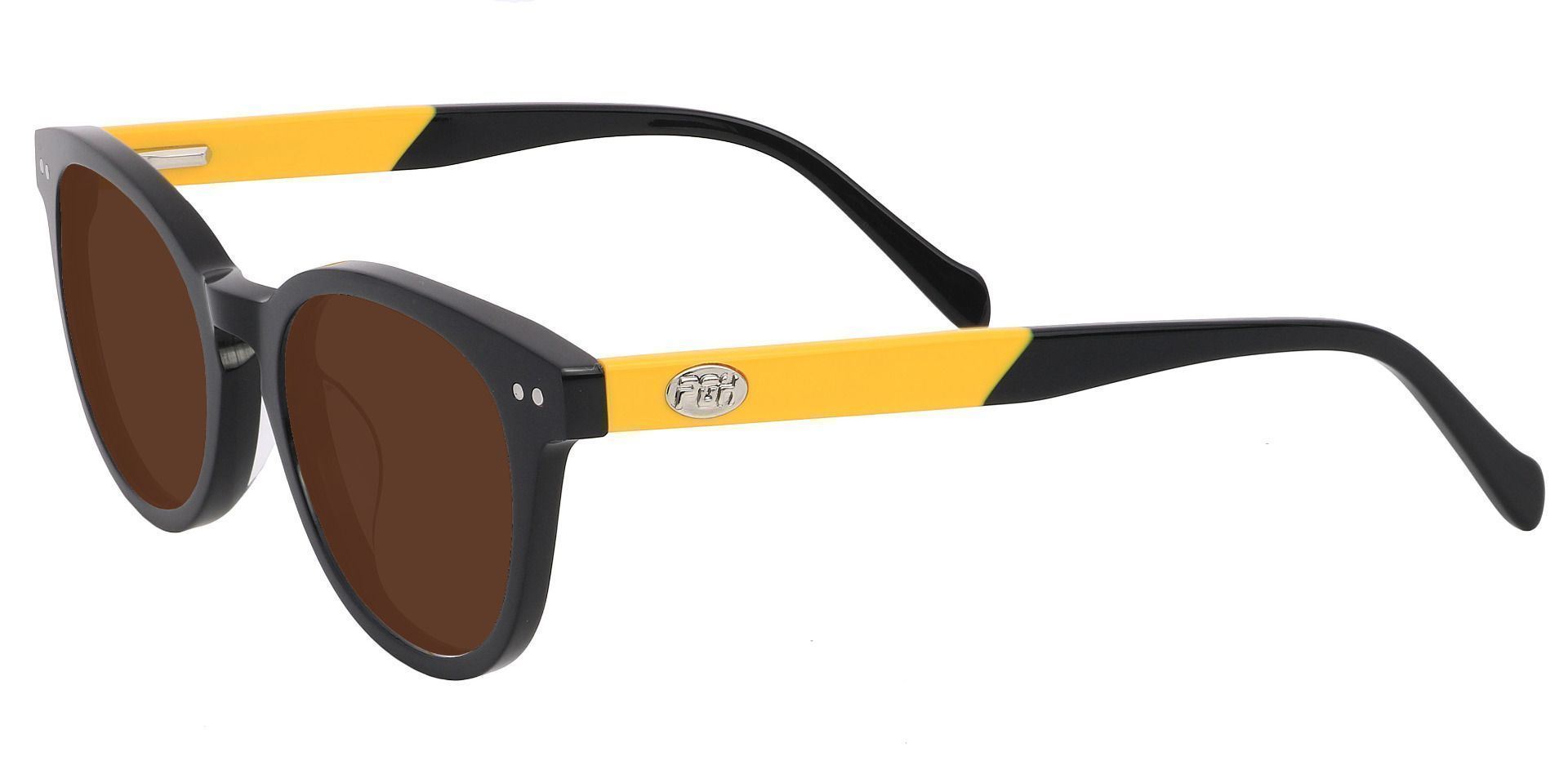 Forbes Oval Progressive Sunglasses - Black Frame With Brown Lenses