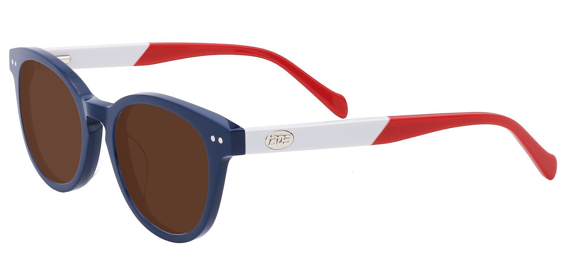 Common Oval Progressive Sunglasses - Blue Frame With Brown Lenses
