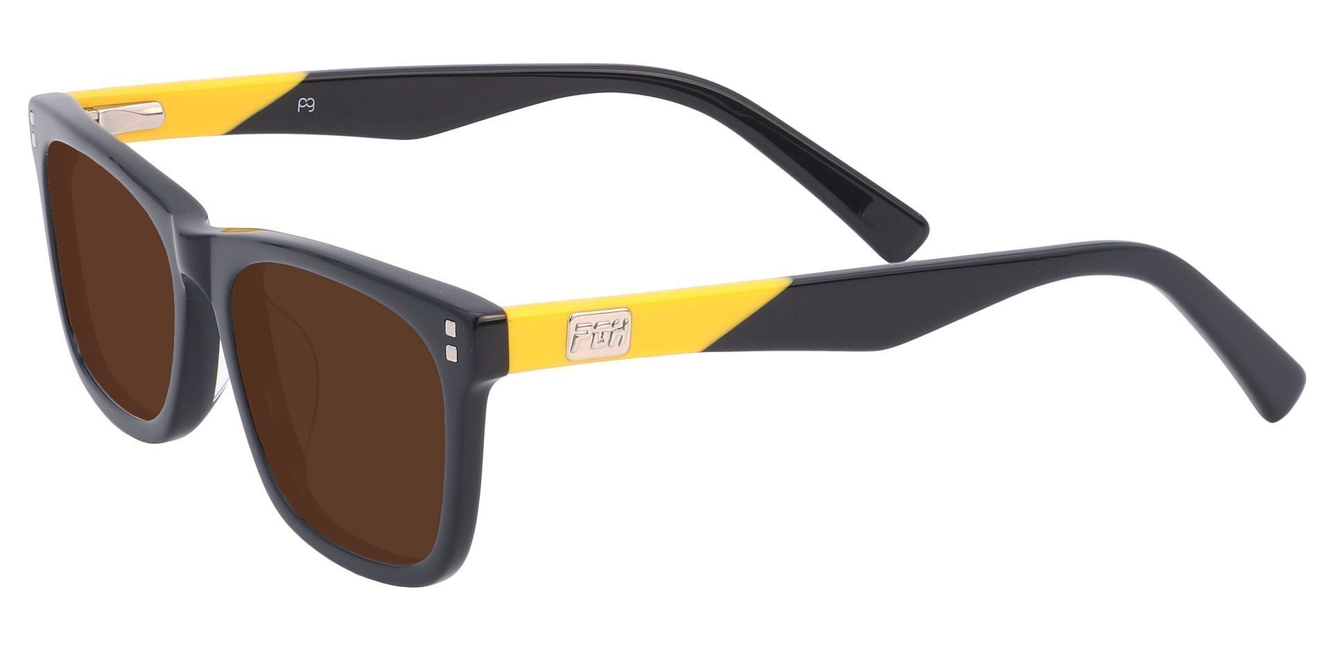 Blitz Rectangle Single Vision Sunglasses - Black Frame With Brown Lenses