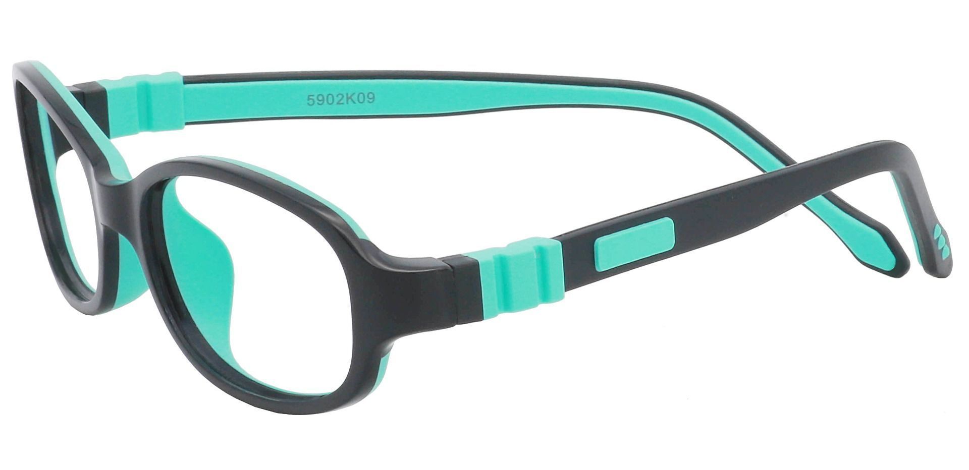 Toucan Rectangle Prescription Glasses - Black/aqua