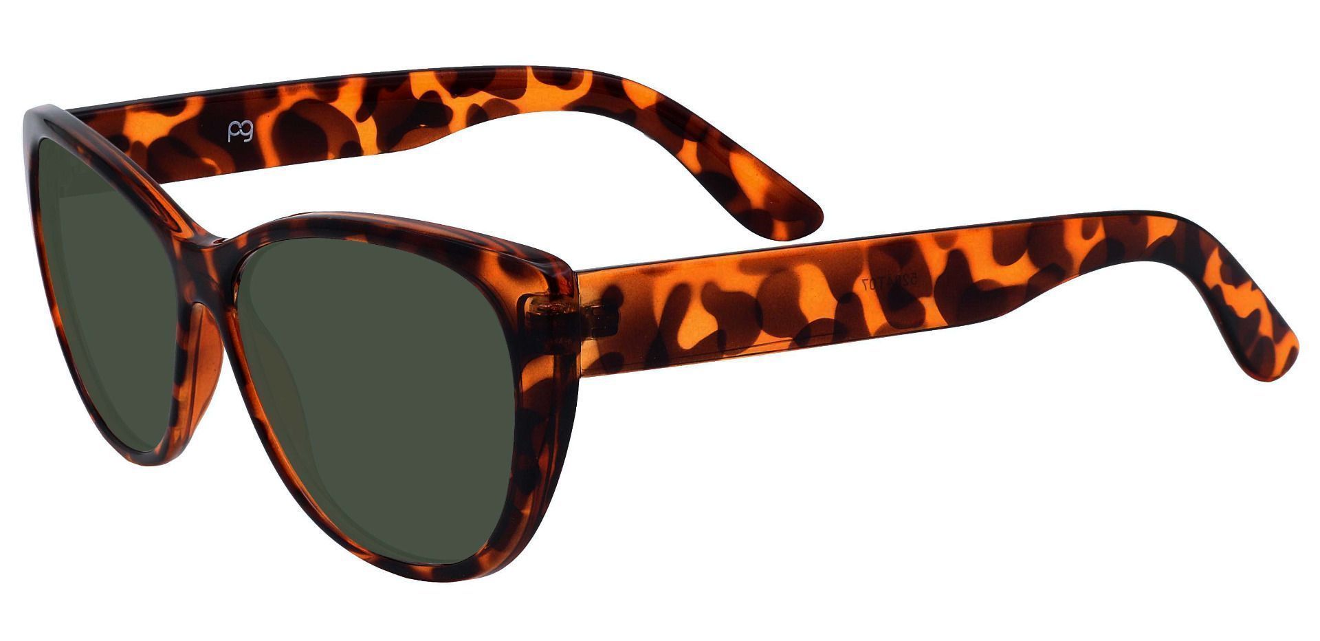 Lynn Cat-Eye Non-Rx Sunglasses - Tortoise Frame With Green Lenses