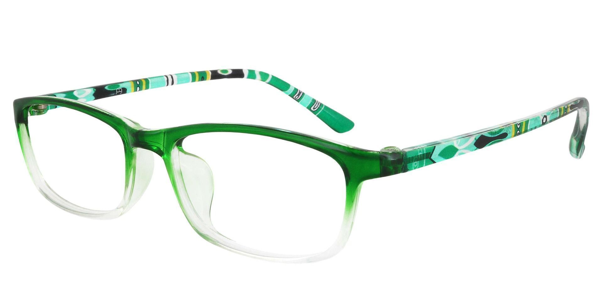 Trinity Rectangle Prescription Glasses - Green Crystal Fade/Multi Color Temple