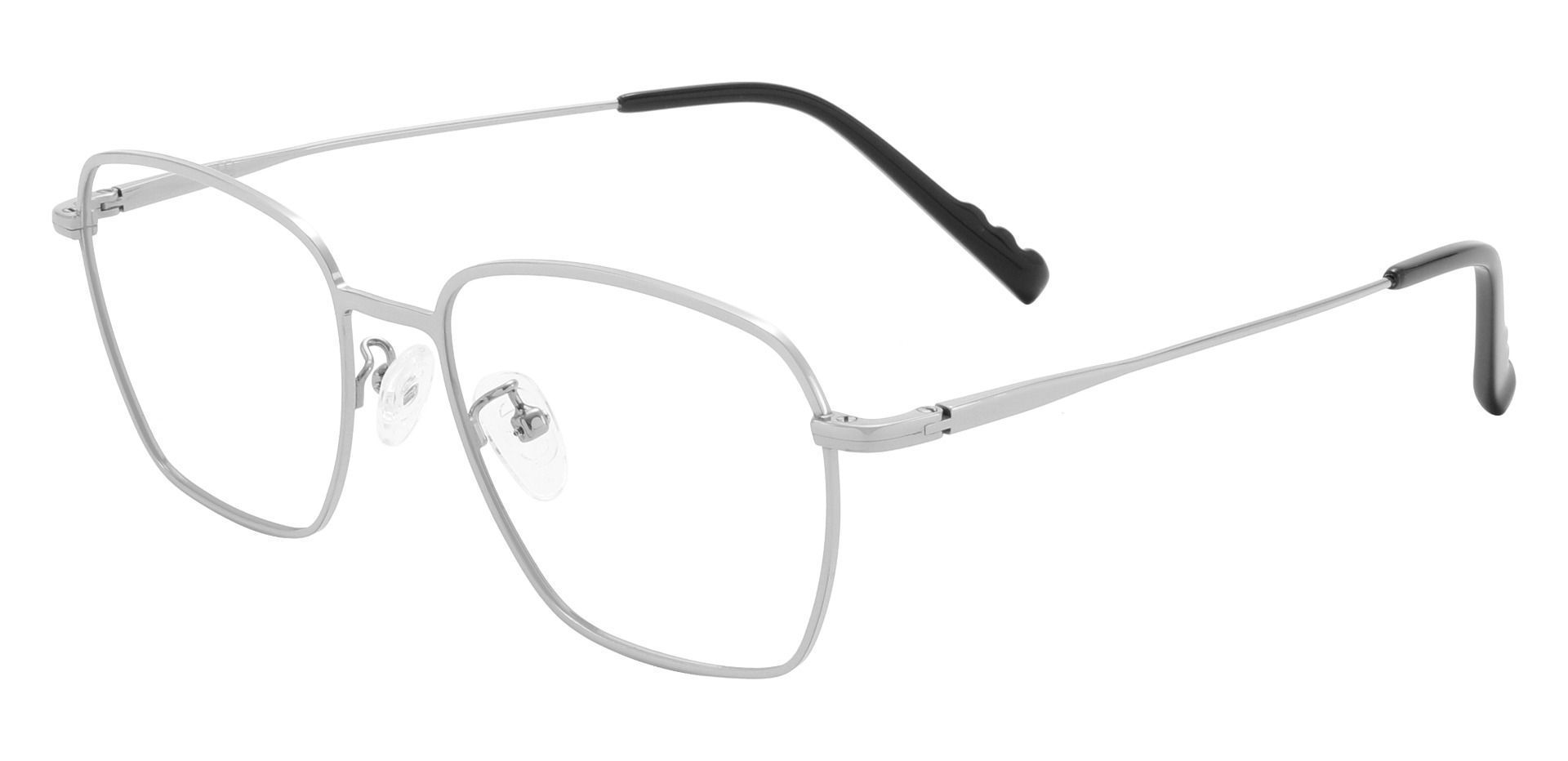 Emilio Geometric Prescription Glasses - Silver