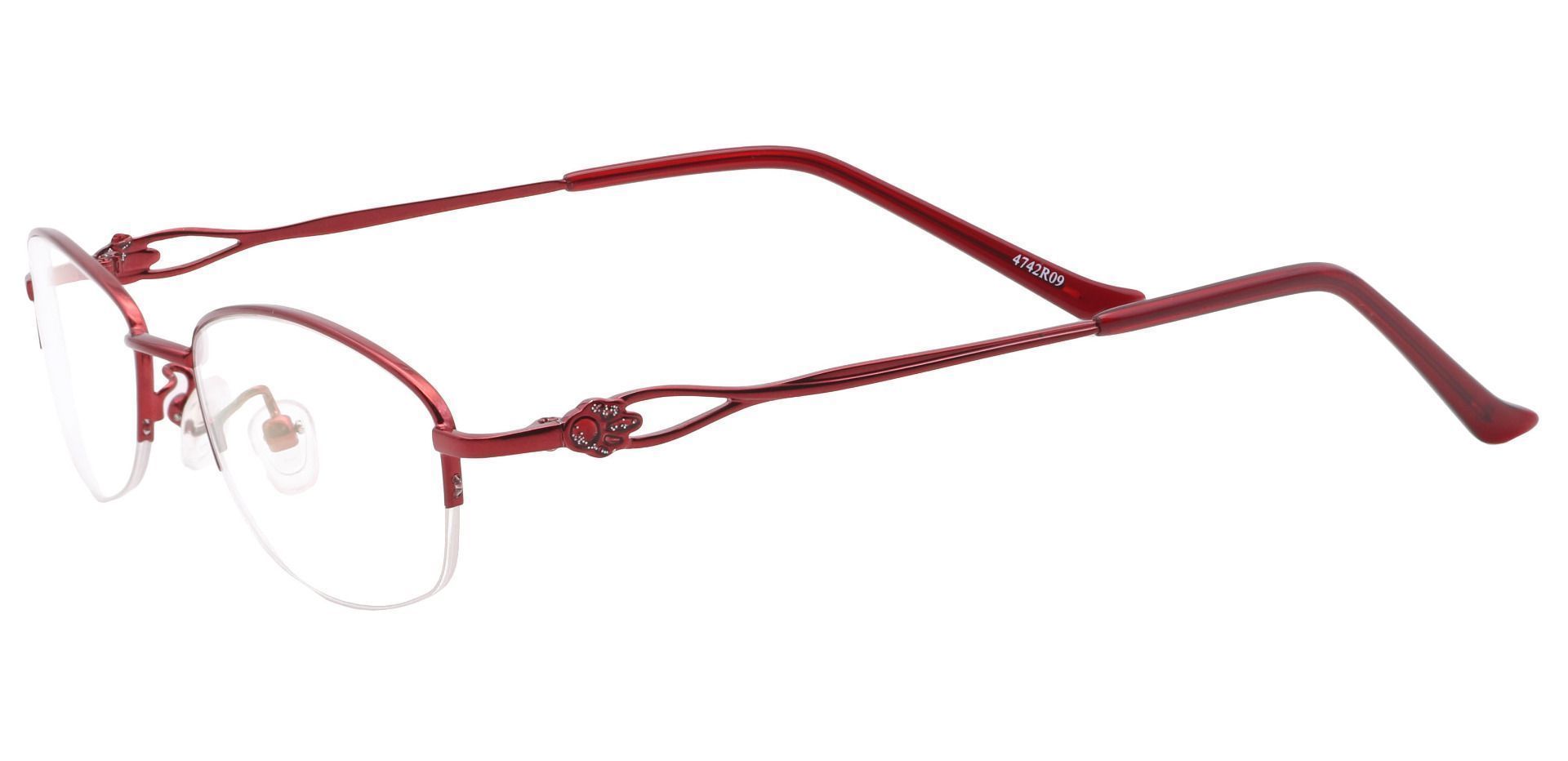 Claudia Oval Blue Light Blocking Glasses - Red