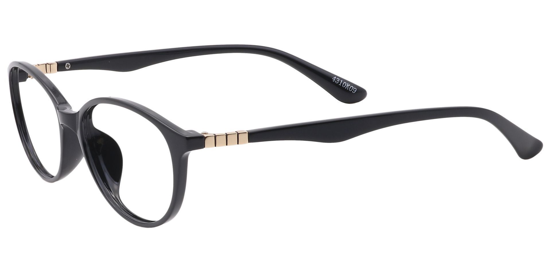 Vann Oval Eyeglasses Frame - Shiny Black/gold Accents