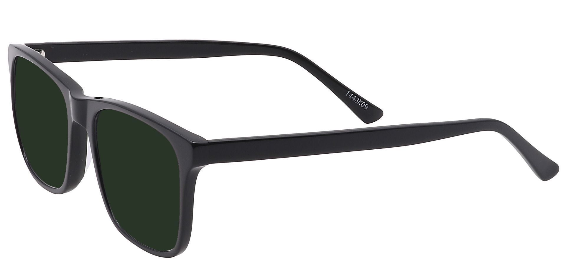 Cantina Square Prescription Sunglasses - Black Frame With Green Lenses