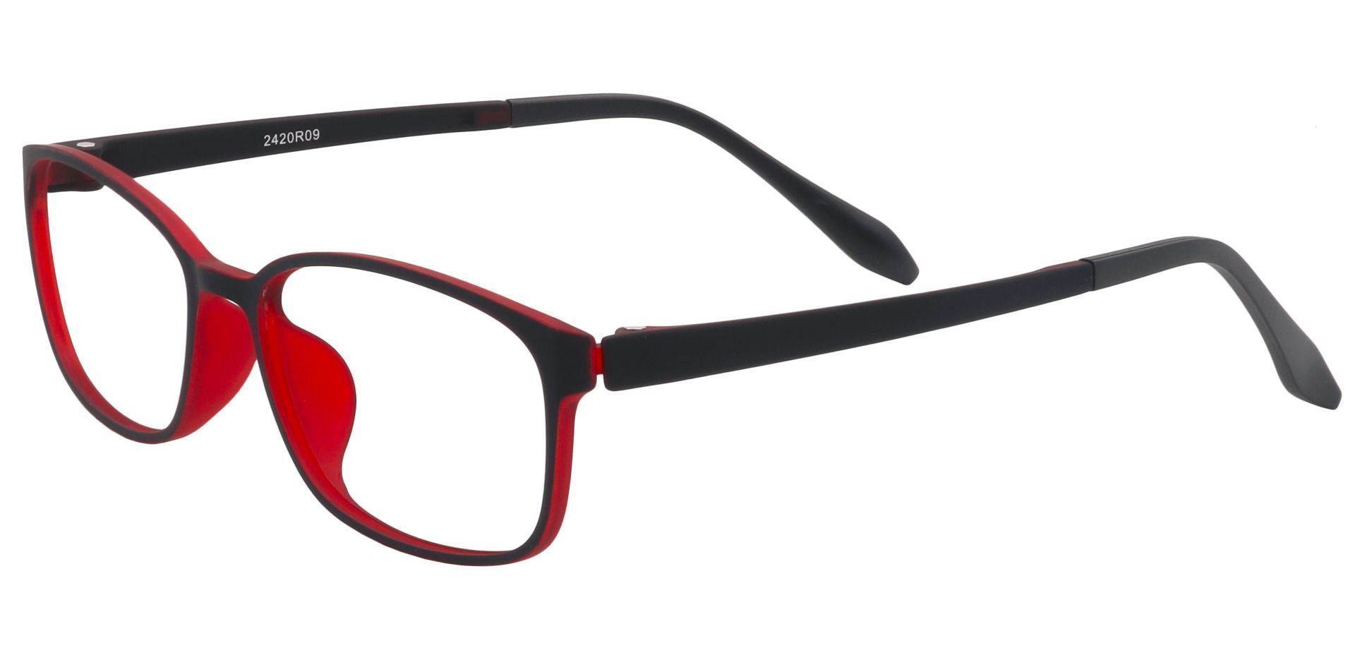 Merlot Rectangle Progressive Glasses - Matte Black/red