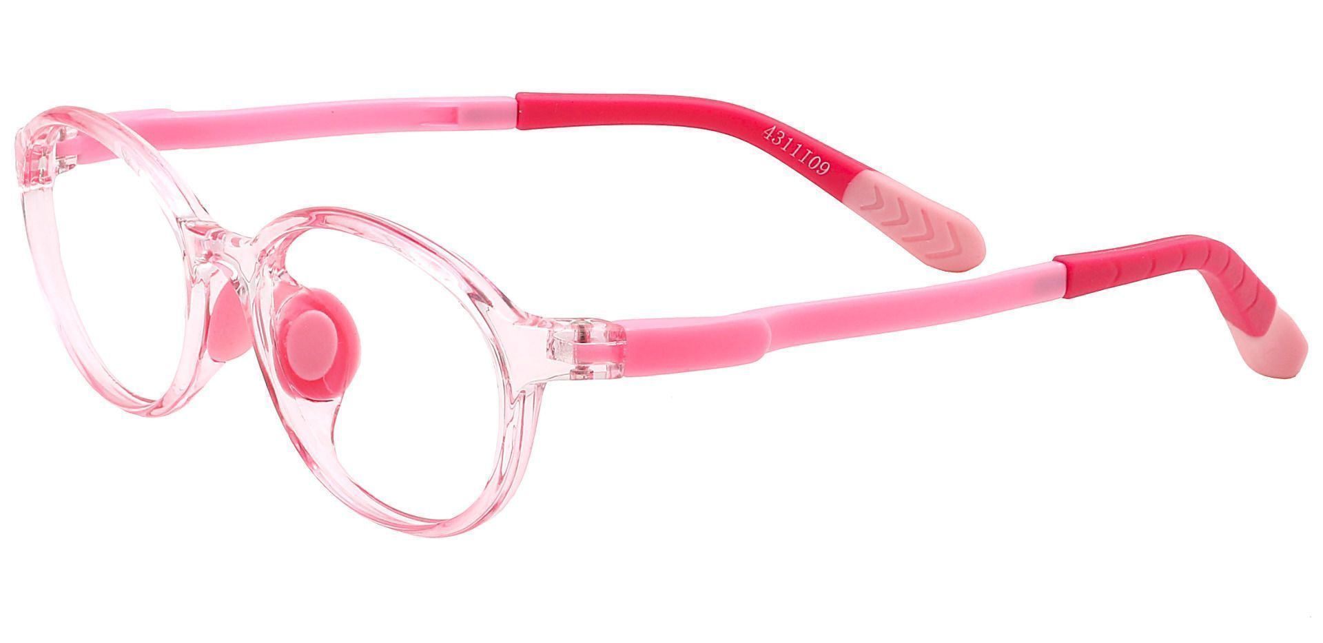 Axel Oval Non-Rx Glasses - Bubble Gum Pink Crystal