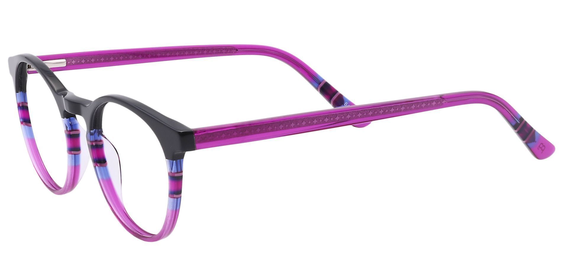 Jellie Round Prescription Glasses - Black/blue Fuschia Stripe  Purple