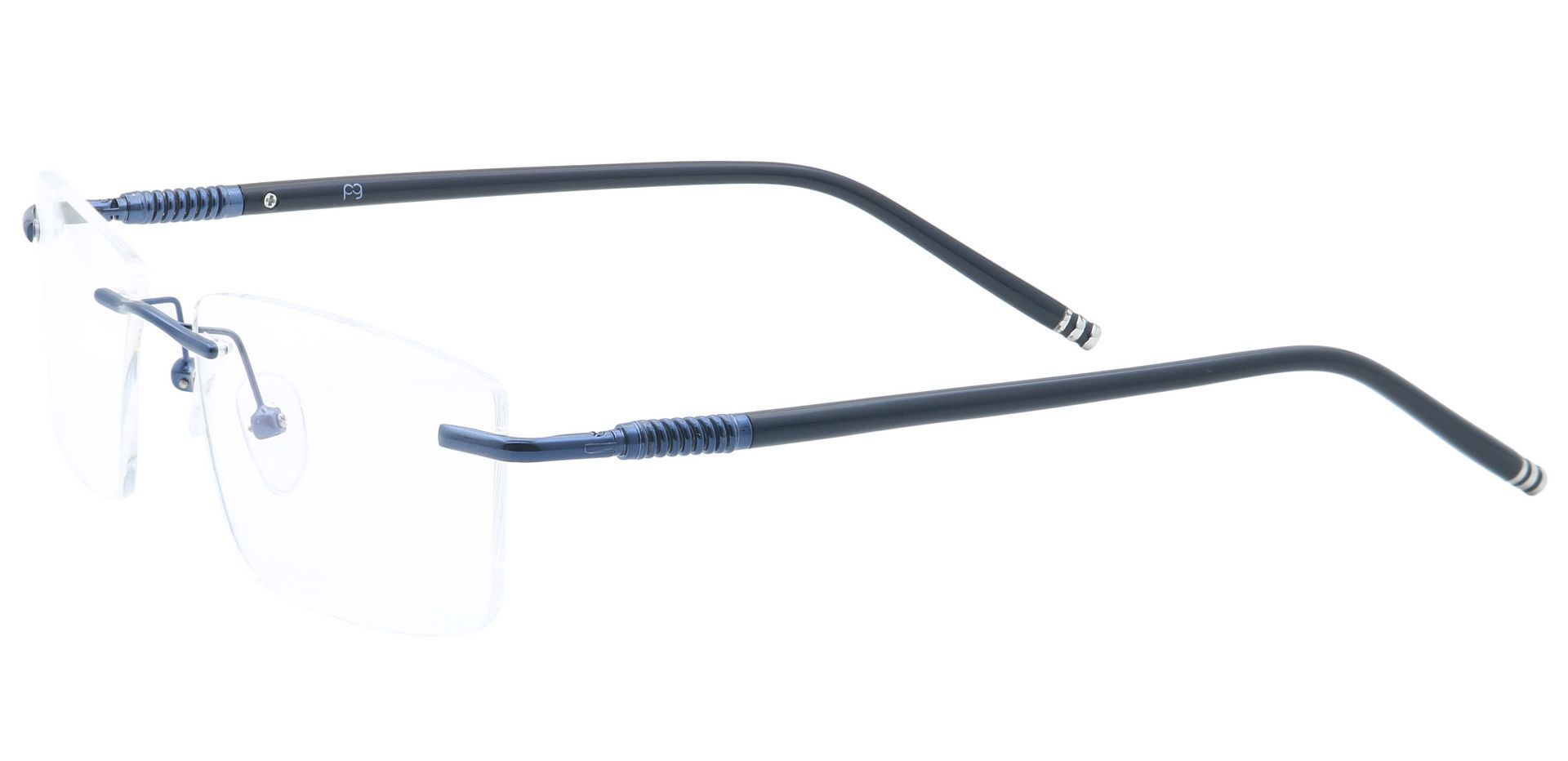 Tartan Rimless Non-Rx Glasses - Blue