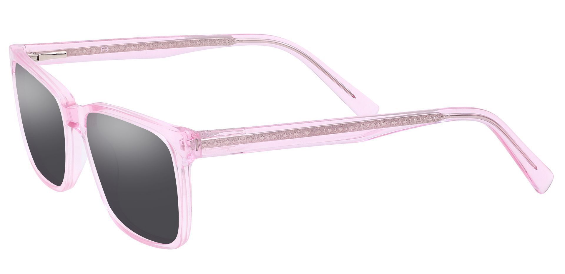 Galaxy Rectangle Prescription Sunglasses - Pink Frame With Gray Lenses