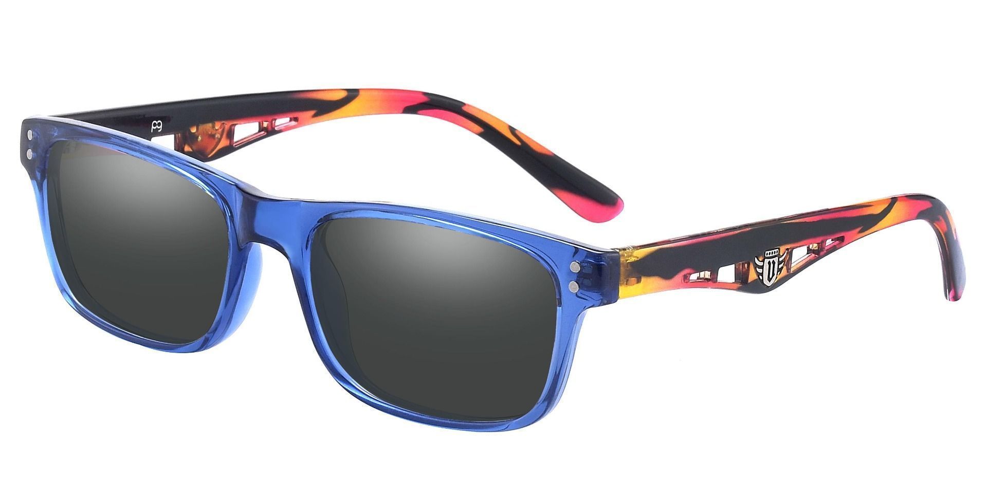 Aura Rectangle Reading Sunglasses Blue Frame With Gray Lenses Women