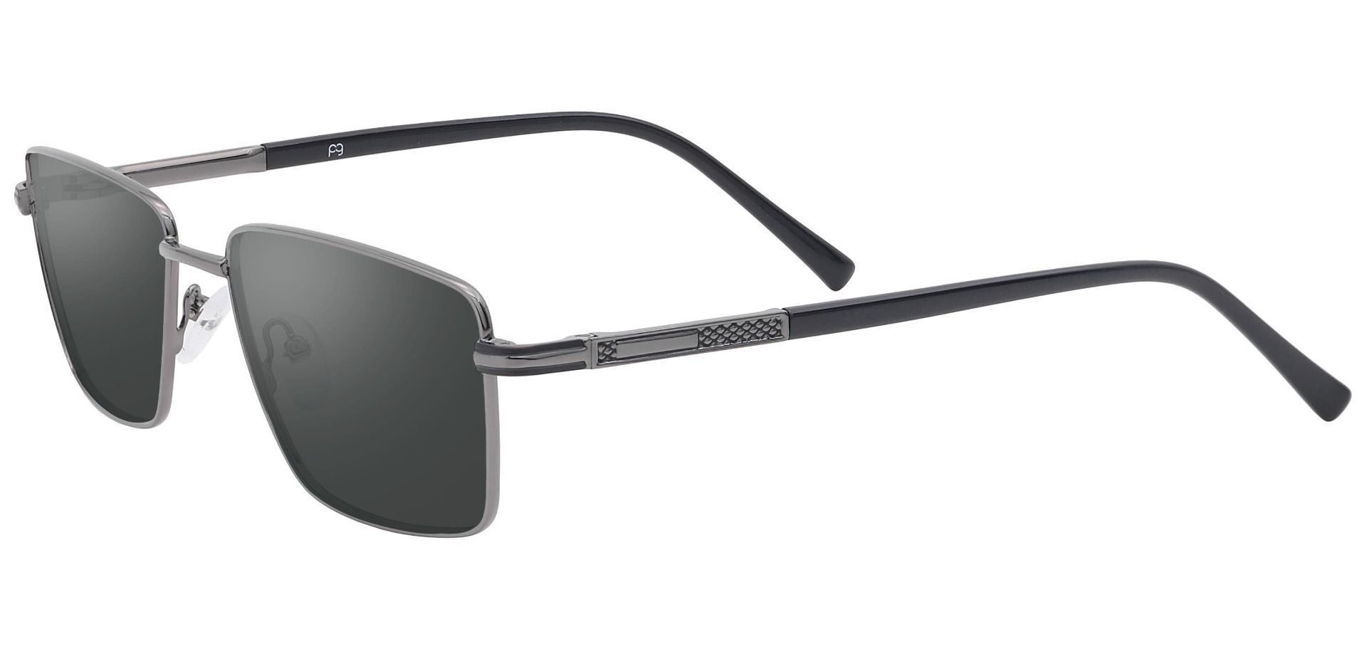 Daniel Rectangle Non-Rx Sunglasses - Gray Frame With Gray Lenses