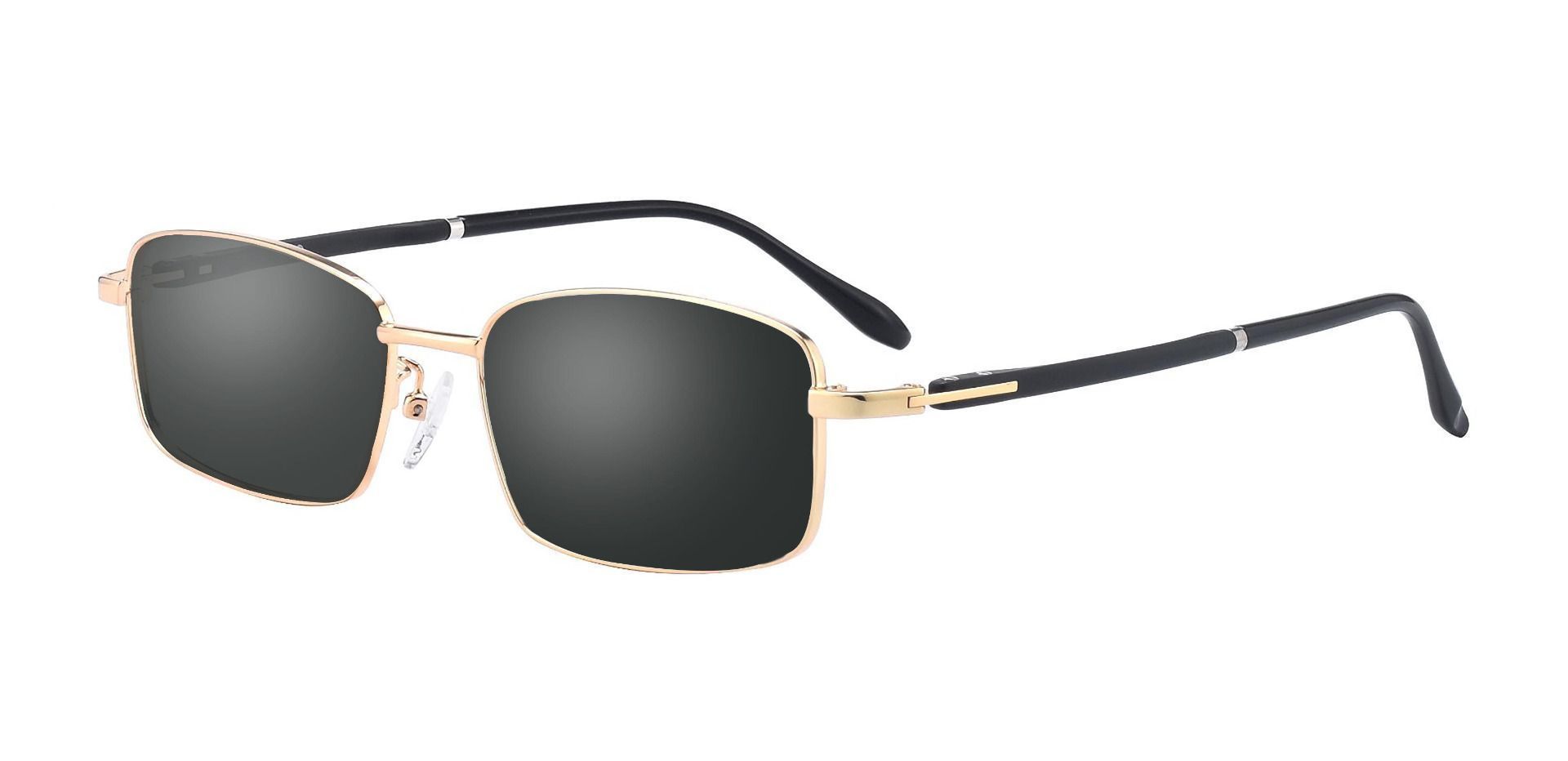 Press Rectangle Reading Sunglasses - Gold Frame With Gray Lenses