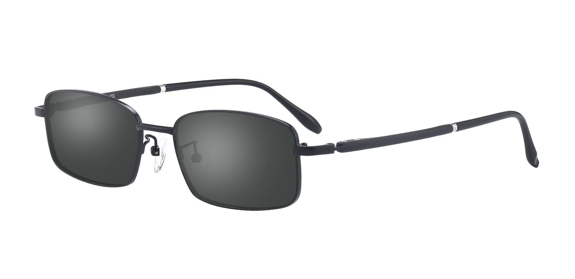 Press Rectangle Prescription Sunglasses - Black Frame With Gray Lenses