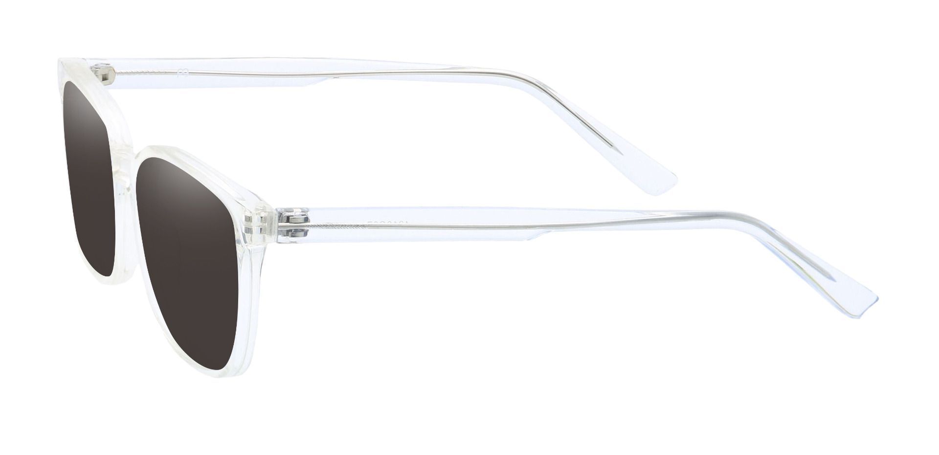 Windsor Rectangle Prescription Sunglasses - Clear Frame With Gray Lenses