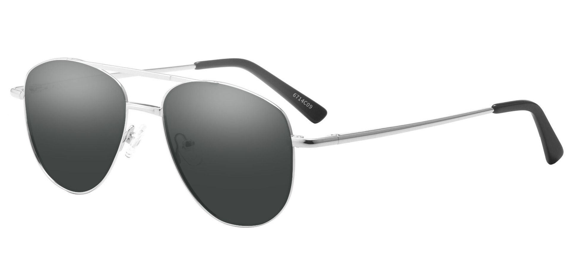 Dwight Aviator Prescription Sunglasses - Clear Frame With Gray Lenses