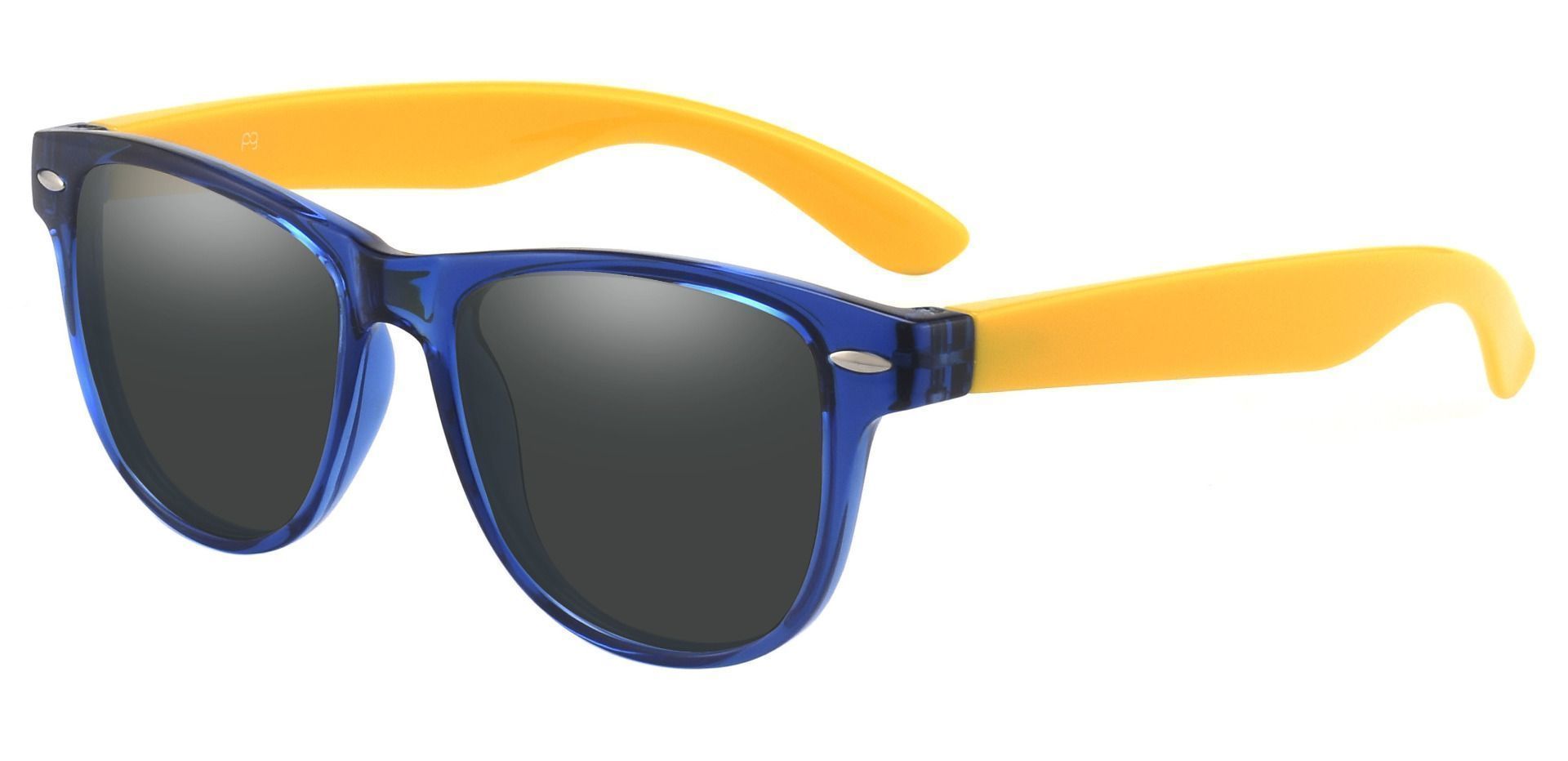 Radio Square Prescription Sunglasses - Blue Frame With Gray Lenses