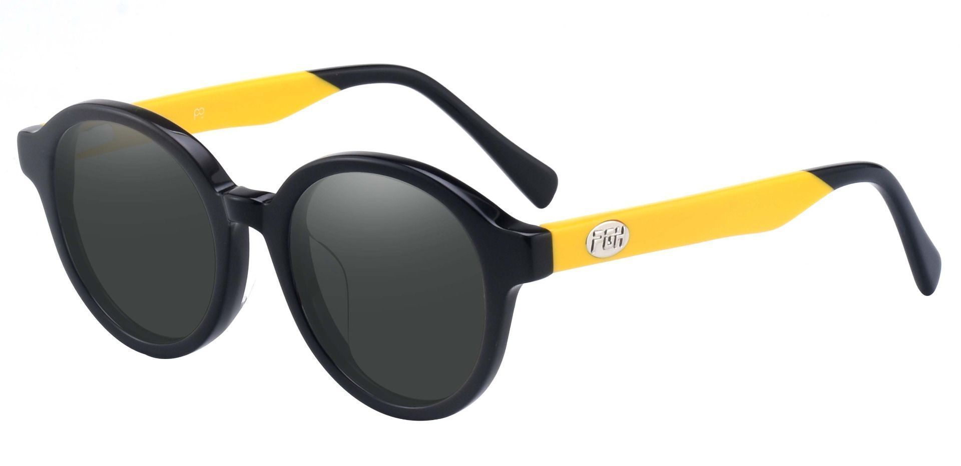 Steel City Round Prescription Sunglasses - Black Frame With Gray Lenses