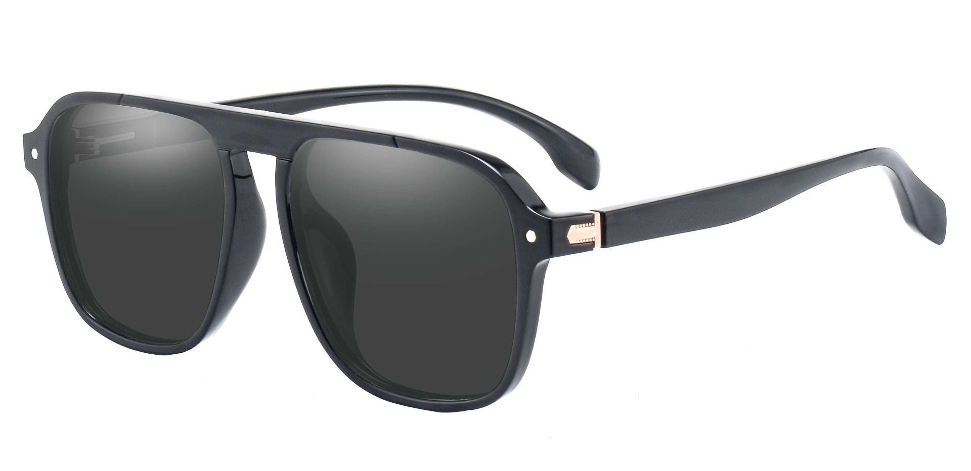 Gideon Aviator Progressive Sunglasses - Black Frame With Gray Lenses