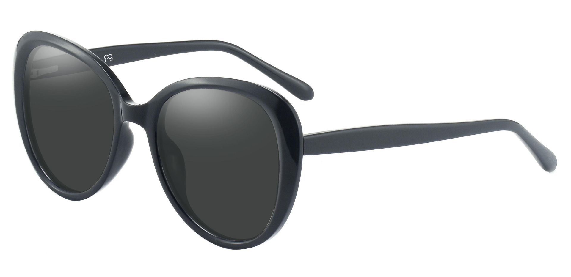 Sheridan Oval Non-Rx Sunglasses - Black Frame With Gray Lenses