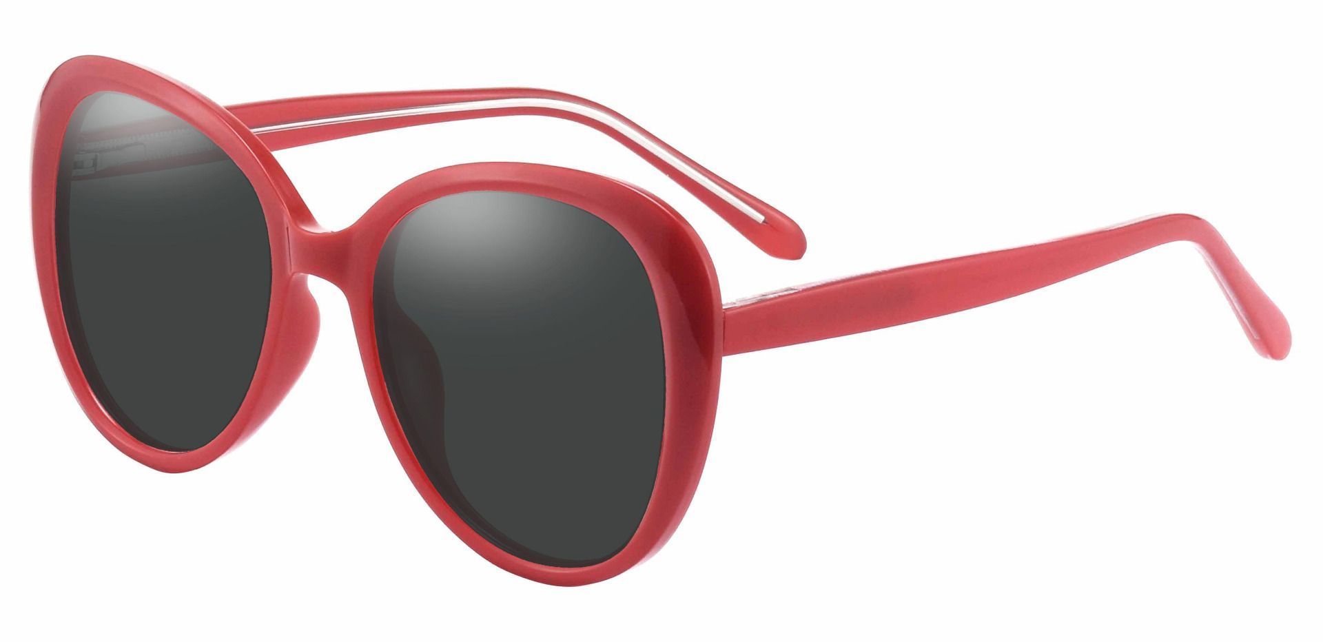 Sheridan Oval Lined Bifocal Sunglasses - Red Frame With Gray Lenses