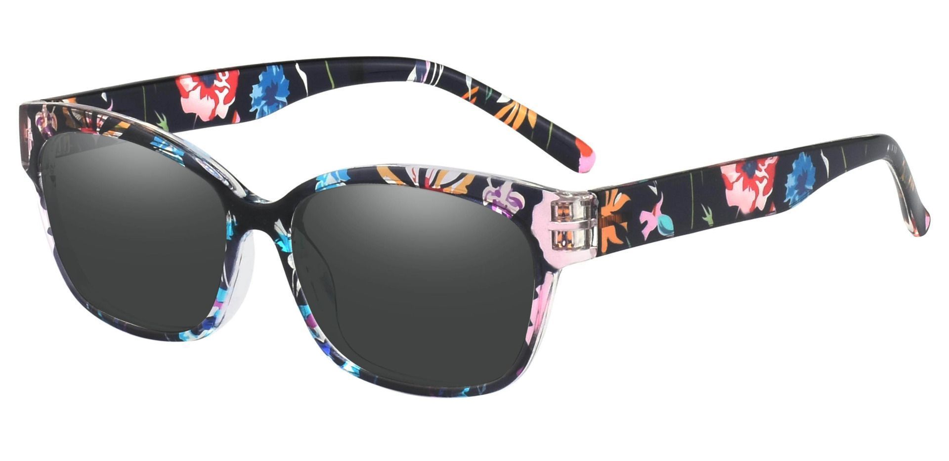 Adele Cat-Eye Prescription Sunglasses - Floral Frame With Gray Lenses